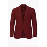 Bordo Erkek Tek Düğmeli Blazer Ceket – Dokulu Kumaş, Tek Yırtmaçlı Şık Tasarım