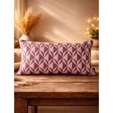 Bordo Geometrik Desenli Keten Kırlent Kılıfı 35X50 Cm – Premium Collection