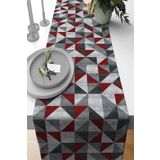 Bordo Geometrik Desenli Premium Masa Örtüsü Runner RNR383