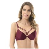Bordo Göğsü İp Detaylı Sütyen