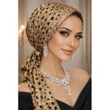 Bordo Gold Simli Abiye Eşarp Bone