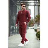 Bordo Gömlek Pantolon Erkek Ikili Takım E7322 - XL