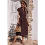 Bordo Gömlek Yaka Uzun Elbise MG1743