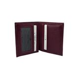Bordo Hakiki Deri İkiye Katlamalı Dikey Model Spor Erkek Cüzdan // 3010-BORDO