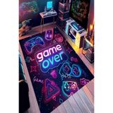 Bordo Halı Gamer Odası Halısı Makinede Yıkanabilir Kaymaz Taban Leke Tutmaz Genç Oyuncu ve Çocuk Odası Halısı-OYUN3
