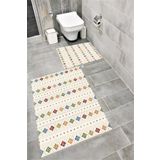 Bordo Halı Su Emici Yumuşak Kaymaz Taban Sünger Dolgulu Pamuksu Doku Yıkanabilir Dekoratif Banyo Paspası 1241