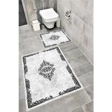 Bordo Halı Su Emici Yumuşak Kaymaz Taban Sünger Dolgulu Yıkanabilir Dekoratif Banyo Paspası Takımı PERVAZ