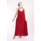 Bordo Halter Yaka Askılı Uzun Basic Kadın Elbise MG2163