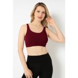 Bordo Halter Yaka Dikişsiz Sütyen