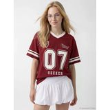 Bordo Harry Potter Baskılı Oversize Kadın Tişört