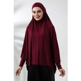 Bordo Hazır Pratik Sultanbaş Tesettür Kollu Penye Sufle Eşarp Hijab