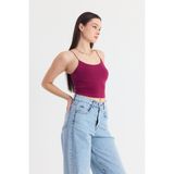 Bordo Ince Askılı Fitted Basic Atlet 947 - M