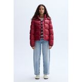 Bordo Kapüşonlu Şişme Mont - S