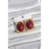 Bordo Kare Model Vintage Gold Renk Kadın Küpe - Lisinya