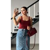 Bordo Kare Yaka Fitilli Askılı Atlet