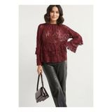 Bordo Katmanlı Dantel Bluz Bordo 48