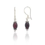 Bordo Kehribar Taşlı 925 Ayar Bayan Gümüş Küpe 201022732