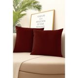Bordo Kırlent Kılıfı 4'lü Set - Gizli Fermuarlı - Kadife Dokulu - 43 x 43 cm