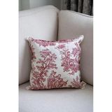 Bordo Kırlent Vintage Desenli 50X50 Dekoratif Yastık Kılıfı