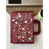 Bordo Kitçan 17X24 cm Standart Boy Kitap Çantası - Koruyucu Iç Astarlı -Çiçek Duvarı