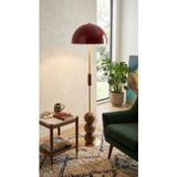 Bordo Lambader Retro Tasarım Ahşap Detaylı Metal Gövdeli Modern Dekoratif Zemin Lambası