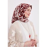 Bordo Leopar Desen Twill İpek Eşarp