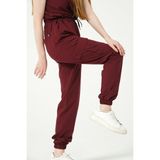 Bordo Likralı Kargo Cep Jogger Paça Doktor Hemşire Forması Tek Alt Unisex