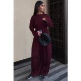 Bordo Likralı Modal Şalvar Takım MG2784