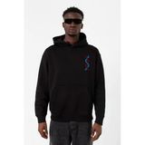 Bordo Mavi Dna Siyah Erkek 3İp Kapşonlu Sweatshirt