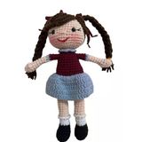 Bordo Mavi Öğrenci Kız Bebek Amigurumi Organik Anahtarlık Oyuncak
