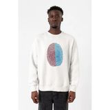 Bordo Mavi Parmak İzi Beyaz Erkek 2İp Sweatshirt