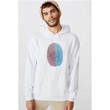 Bordo Mavi Parmak İzi Beyaz Erkek 3İp Kapşonlu Sweatshirt