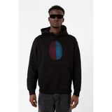 Bordo Mavi Parmak İzi Siyah Erkek 3İp Kapşonlu Sweatshirt
