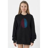 Bordo Mavi Parmak İzi Siyah Kadın 2İp Sweatshirt