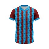 Bordo Mavi V Yaka Çapraz Çizgili Çubuklu Taraftar Forması