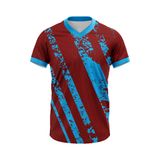Bordo Mavi V Yaka Çapraz Çubuklu Taraftar Forması
