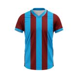 Bordo Mavi V Yaka Klasik Çubuklu Taraftar Forması