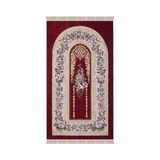 Bordo Mihrap Desen Kabartmalı Özel Dokuma Seccade