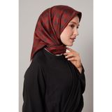 Bordo Mini Yonca Desen Twill İpek Eşarp