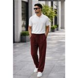 Bordo Müslin Kumaş Erkek Basic Pantolon 6507