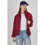 Bordo Oversize Dik Yaka Şişme Mont 4010 - L