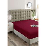 Bordo Pamuklu Tek Kişilik Lastikli Çarşaf 100 x 200