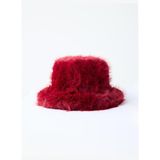 Bordo Peluş Balıkçı Şapkası