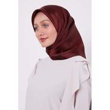 Bordo Petek Desen Monogram İpek Eşarp