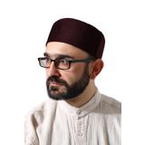 Bordo Petek Kareli Kadife Kalıp Namaz Takkesi Bordo 60