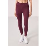 Bordo Polyester Esnek Standart Fit Performans Kadın Tayt - 94667