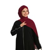 Bordo Pratik Hazır Geçmeli Bone Şal Şifon Drapeli 2507_16