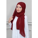 Bordo Pratik Hazır Geçmeli Bone Şal Şifon Kendinden Boneli Tek Bantlı 1453 16
