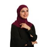 Bordo Pratik Hazır Geçmeli Boru Boneli İkili Tesettür Eşarp Sandy Düz 2501_16