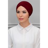 Bordo Pratik Hazır Geçmeli Tesettür Bone Sandy Kumaş Çapraz Büzgülü 1801_16